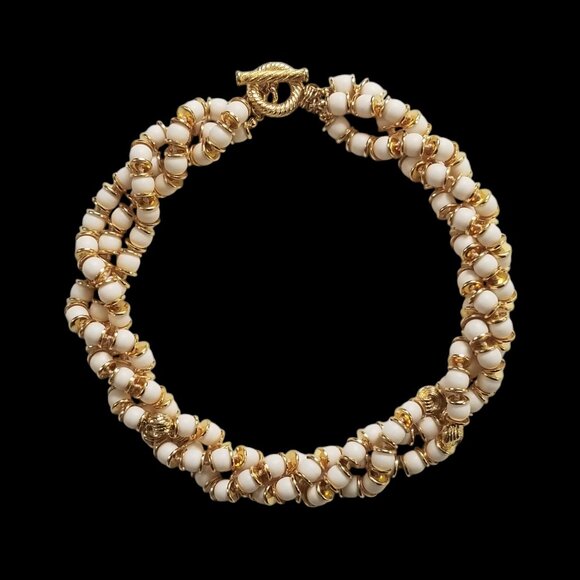 Twisted Choker Necklace in White and Gold - Picture 6 of 9